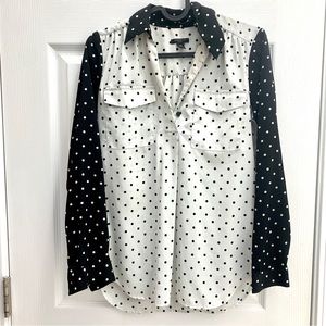 Ann Taylor Polka Dot Long-sleeve Blouse